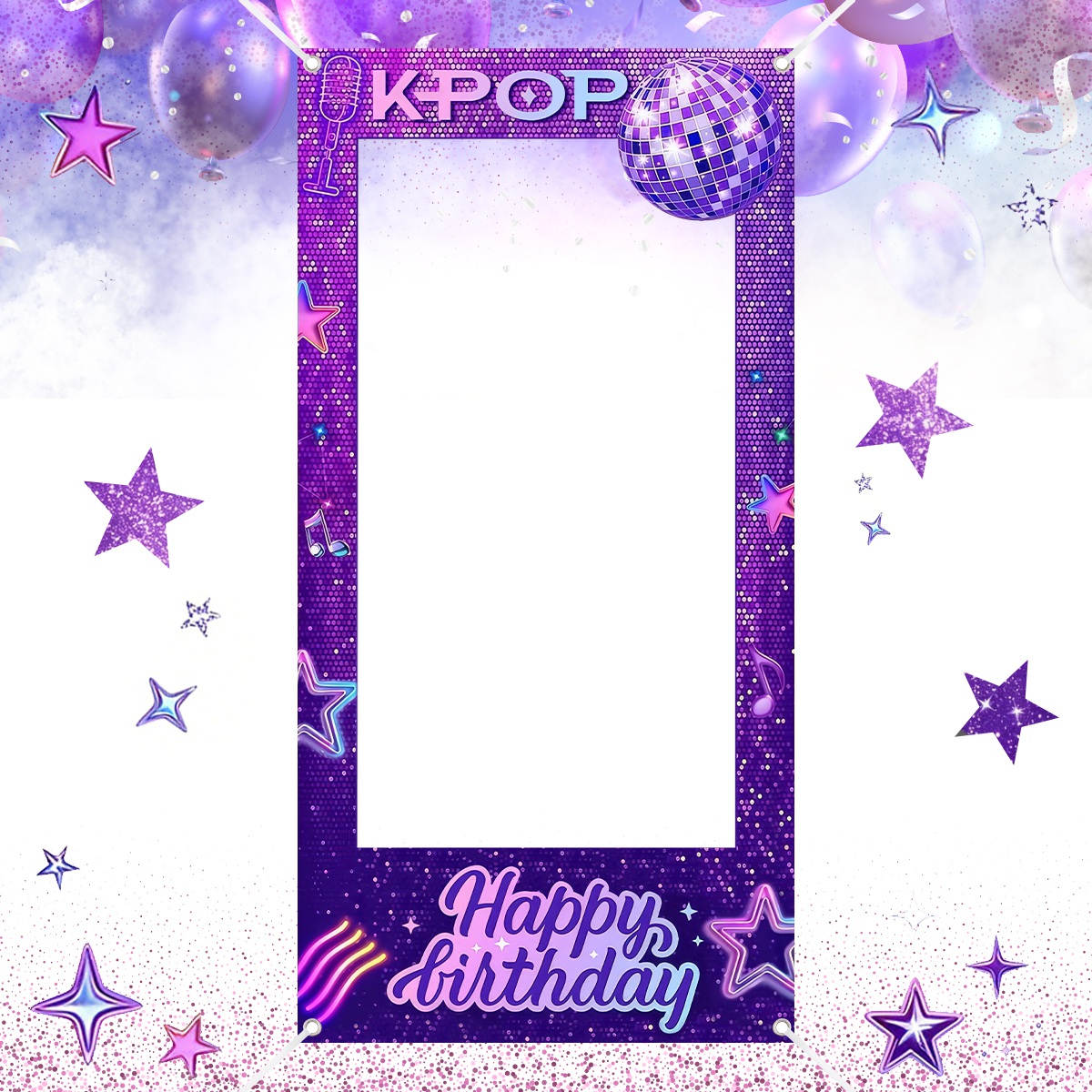 Photo Booth Frame - 1 stuk paarse K-POP fotolijst achtergrond
