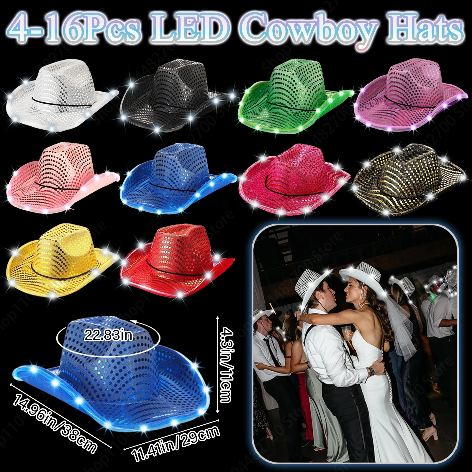 4/6/8/10/12/16 Stuks LED Cowbo - Party Hat Cone recensie en prijs