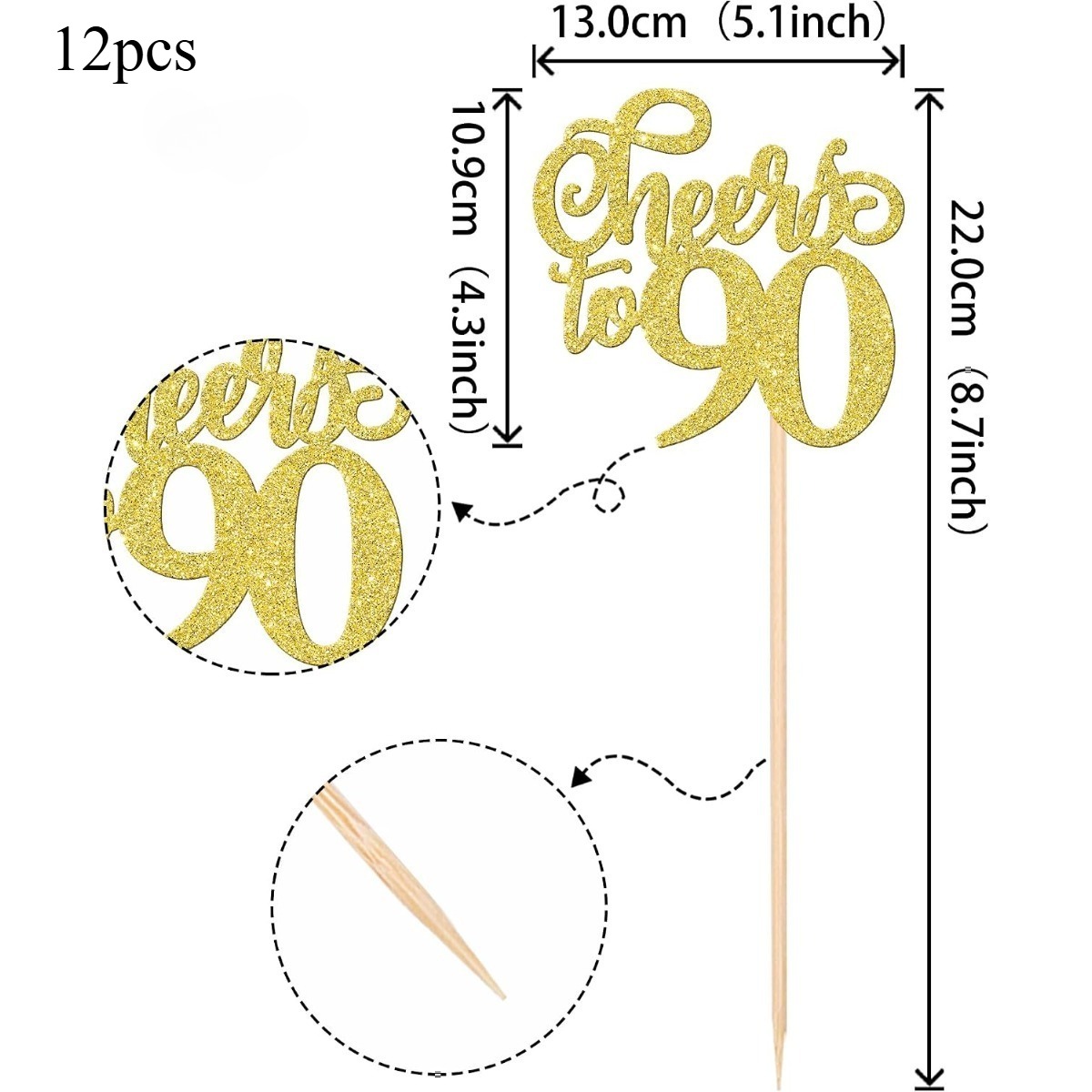 12 stuks Cheers to 90 tafeldec - Centerpiece Stick recensie en prijs