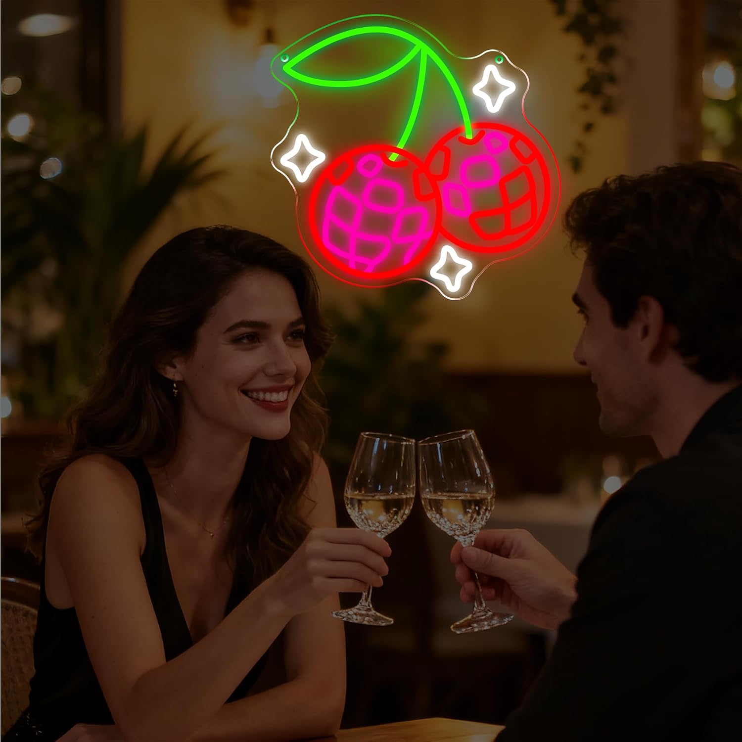 Disco Ball Cherry LED Neonbord - Neon Sign Party recensie en prijs